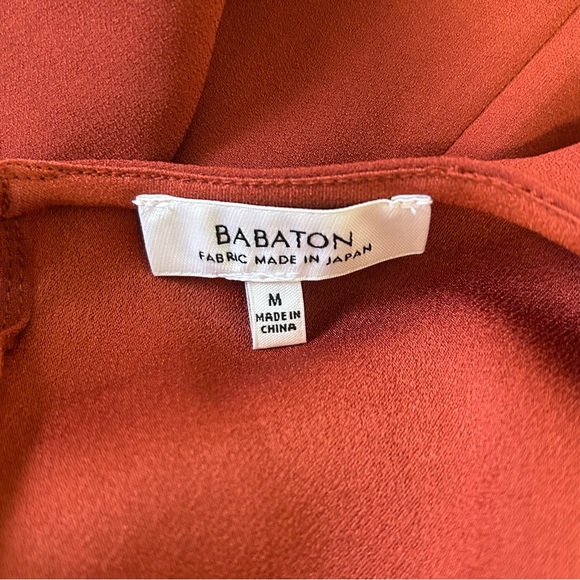 Aritzia Babaton High Low Blouse - Terracotta - Ruffle Flutter Sleeve - Size M - Picture 7 of 7